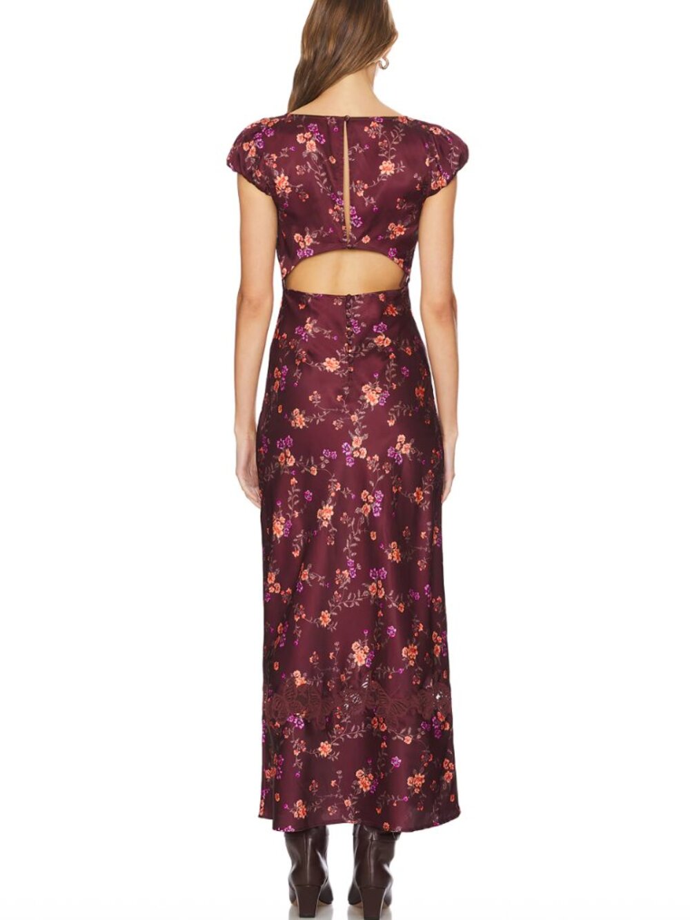 Free People Butterfly Babe Midi Dress - Burgundy - Size Small - Picture 5 of 6